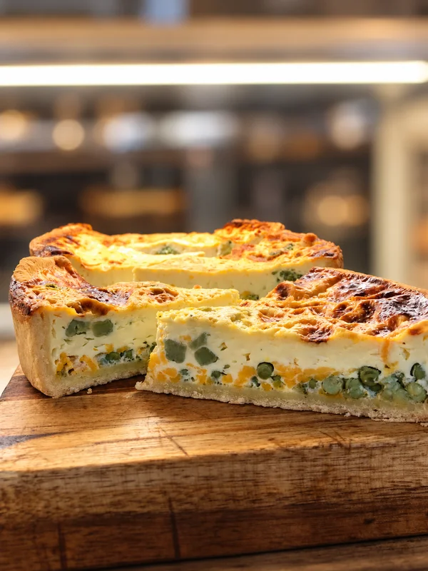 Quiche brocoli petits pois Urban Bakery, entière et en part